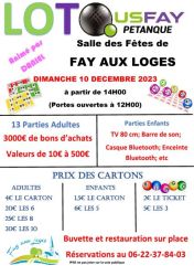 Loto de l'US Fay Pétanque