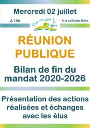 Réunion publique de fin du mandat 2020-2026