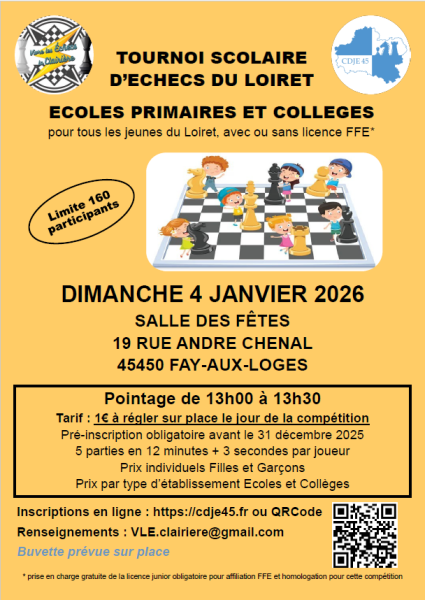 Zoomer sur l'image : Tournoi scolaire d'échecs du Loiret